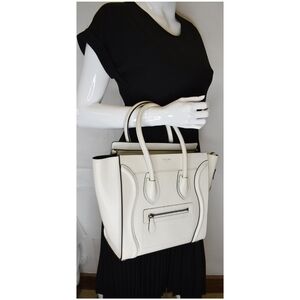 🐢 Céline White Drummed Calfskin Luggage Mini